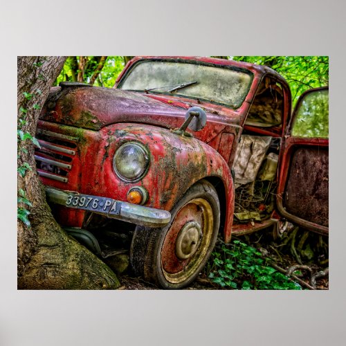 Rusty Red Truck Vintage Poster