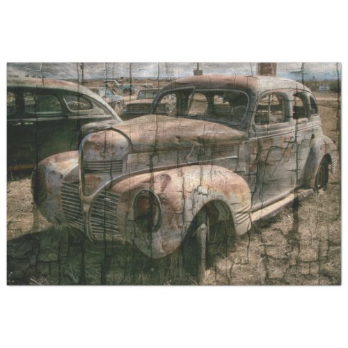 Rusty Retro Car Vintage 20x30  Decoupage Tissue Paper