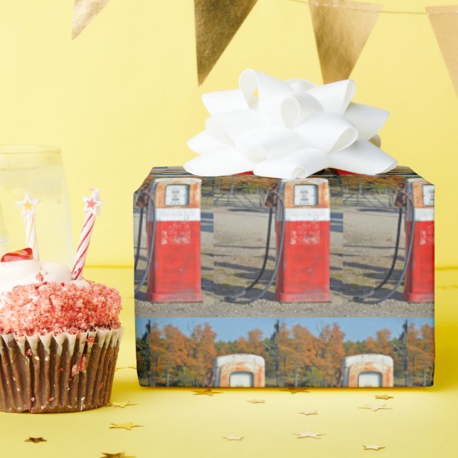 Rusty Retro Gasoline Pump Wrapping Paper (Birthday Party)