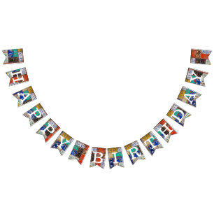 Rusty Retro License Plate Birthday Bunting Flags