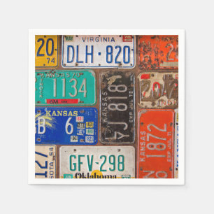 Rusty Retro License Plate Collection Napkins