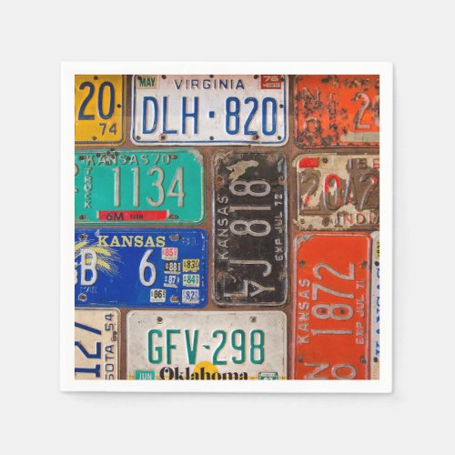 Rusty Retro License Plate Collection Napkins