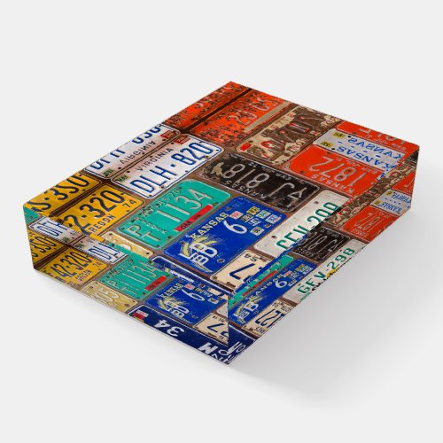 Rusty Retro License Plate Collection Paperweight