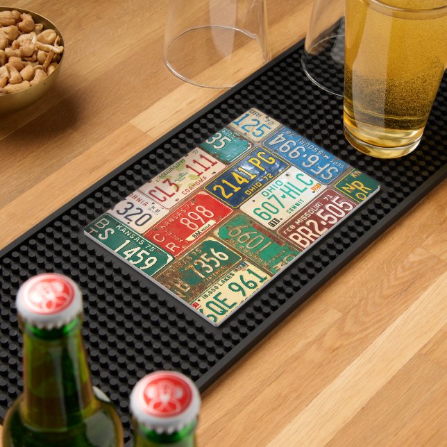 Rusty Retro License Plates Bar Mat (Insitu (Bar 2))