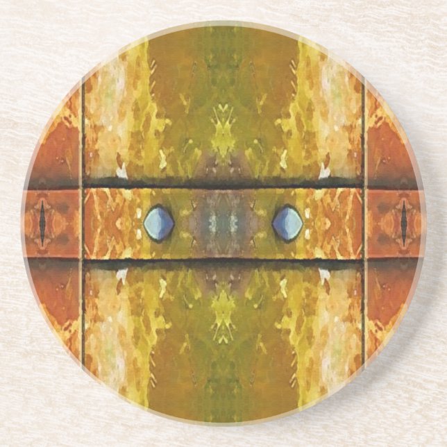 Rusty Rivets and Bars Abstract Sandstone Coaster (Front)