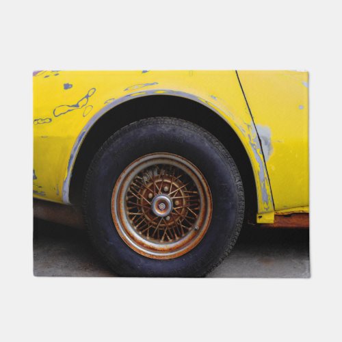 Rusty Roadmaster Tire Peeling Yellow Painted Car Doormat