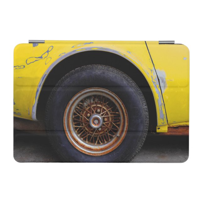 Rusty Roadmaster Tire, Peeling Yellow Painted Car iPad Mini Cover (Horizontal)