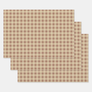 Rusty Rose Gingham Wrapping Paper Sheets
