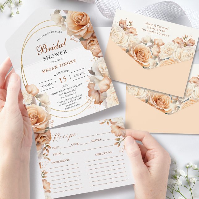 Rusty Roses Bridal Shower Recipe All In One Invitation (Creator Uploaded)