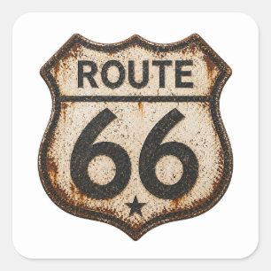 Rusty Route 66 Vintage Highway Shield Sticker