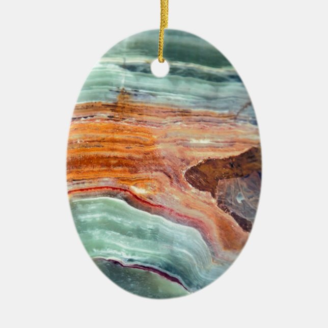 Rusty Sagey Minty Quartz Ceramic Ornament (Front)