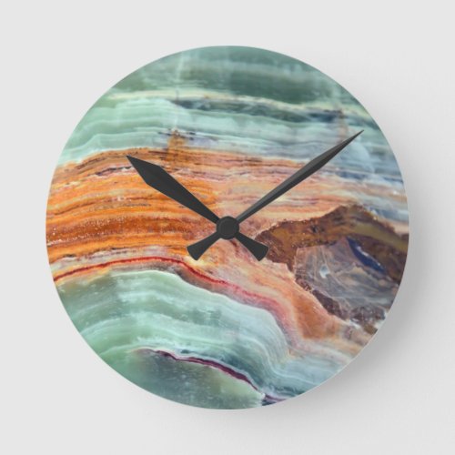 Rusty Sagey Minty Quartz Round Clock