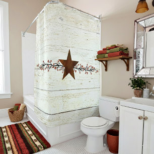 Rusty star and berries shower curtain