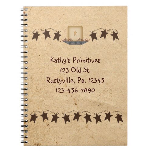 Rusty Stars And Candle Notebook