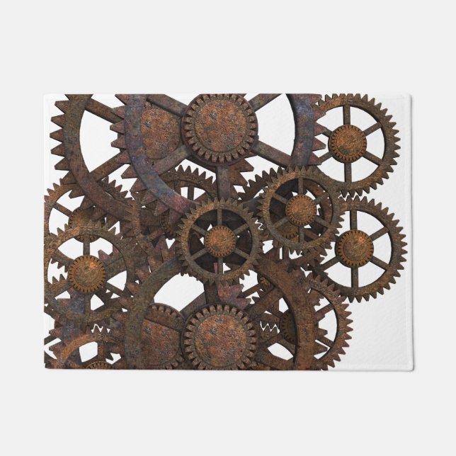 Rusty Steampunk Metal Gears Doormat (Front)