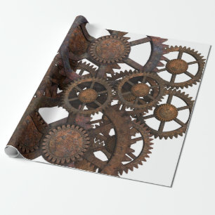 Rusty Steampunk Metal Gears Wrapping Paper