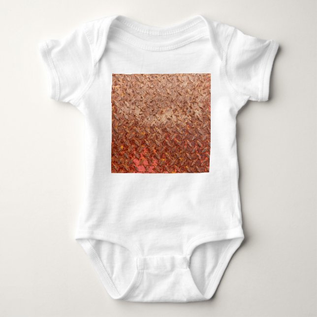 Rusty steel plate, grungy metal texture. baby bodysuit (Front)