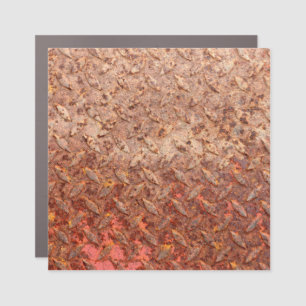 Rusty steel plate, grungy metal texture. car magnet