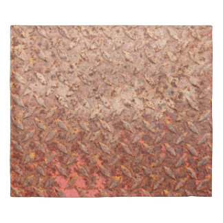 Rusty steel plate, grungy metal texture. duvet cover