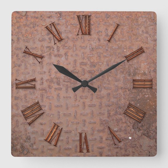 Rusty Steel-plated Metal-look Wall Clock (Front)