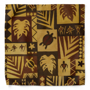 Rusty Tapa Petroglyph Warrior Hawaiian Bandana