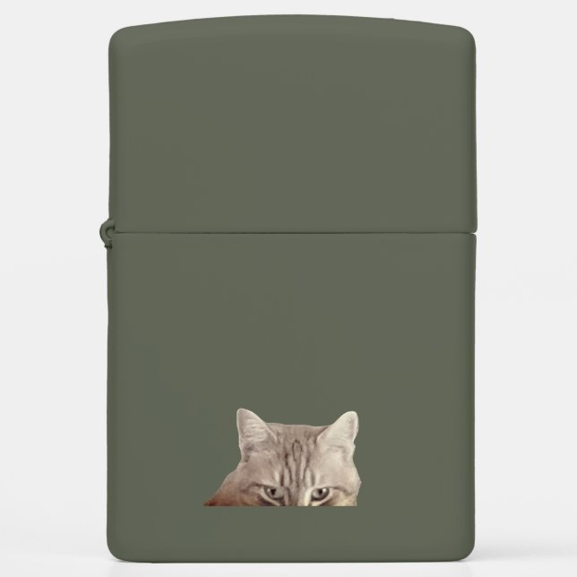 Rusty The Cat Peeking Zippo Lighter (Front)