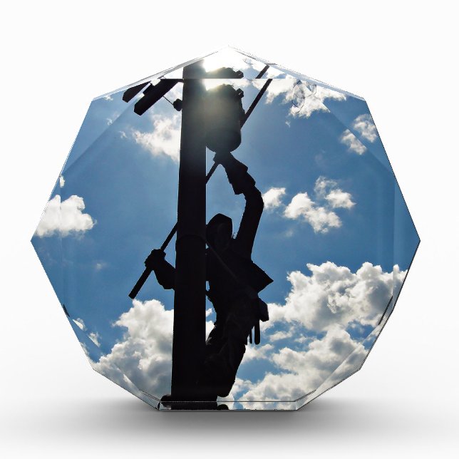 Rusty the Lineman Acrylic Award (Front)