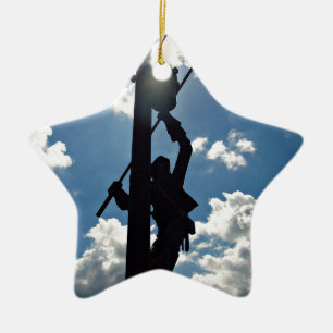 Rusty the Lineman Ceramic Ornament