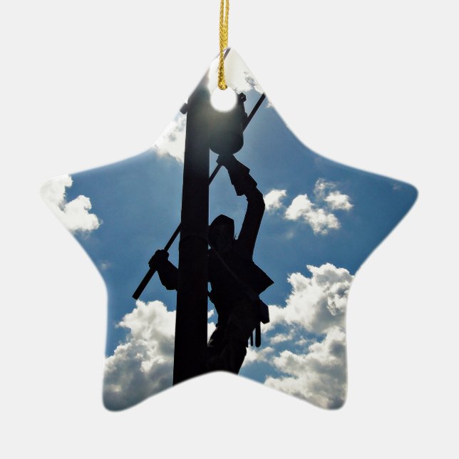 Rusty the Lineman Ceramic Ornament (Front)