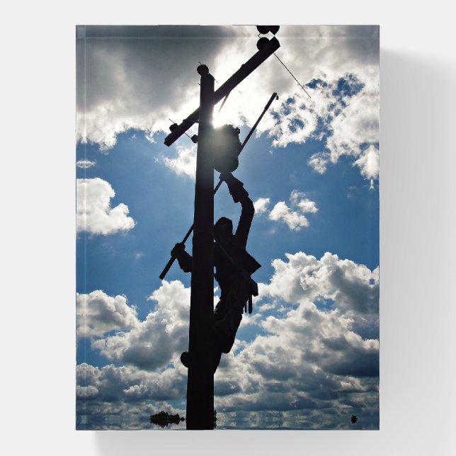 Rusty the Lineman Paperweight (Vertical)