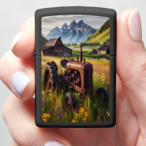 Rusty Tractor in Mountain Valley Zippo Lighter