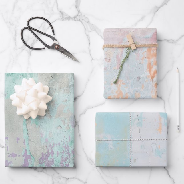 Rusty Turquoise Paint Watercolor Wrapping Paper Sheets (Front)
