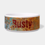 Rusty, Verdigris, Grunge Steampunk Personalized Bowl<br><div class="desc">Heavily rusted verdigris,  grunge,  industrial,  steampunk design. Personalize with your pet's name or give as a gift.</div>