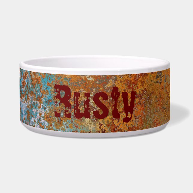 Rusty, Verdigris, Grunge Steampunk Personalized Bowl (Front)