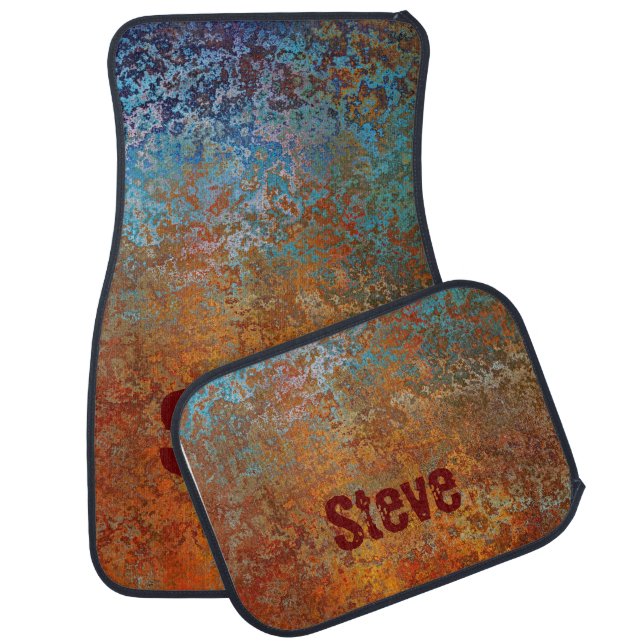 Rusty, Verdigris, Grunge Steampunk Personalized  Car Floor Mat (Set)