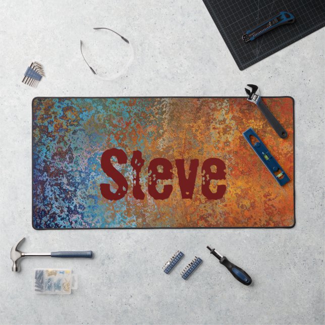 Rusty, Verdigris, Grunge Steampunk Personalized Desk Mat (Workstation)