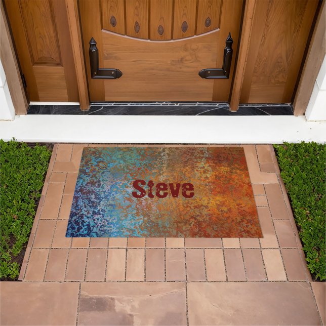 Rusty, Verdigris, Grunge Steampunk Personalized  Doormat (Outdoor)