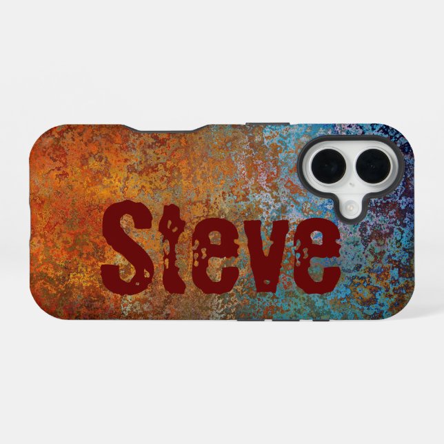 Rusty, Verdigris, Grunge Steampunk Personalized iPhone Case (Back Horizontal)