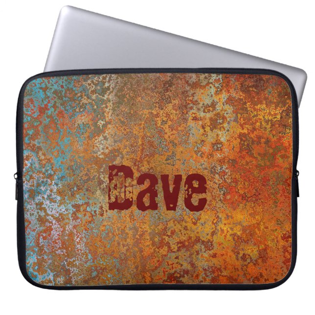 Rusty, Verdigris, Grunge Steampunk Personalized  L Laptop Sleeve (Front)