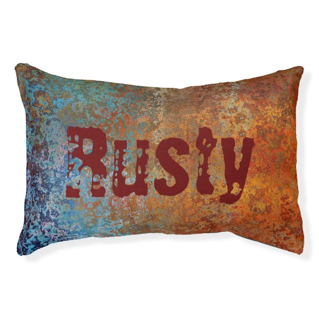Rusty, Verdigris, Grunge Steampunk Personalized  Pet Bed (Front)
