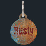 Rusty, Verdigris, Grunge Steampunk Personalized  Pet ID Tag<br><div class="desc">Heavily rusted verdigris,  grunge,  industrial,  steampunk design. Personalize with your pet's name and more information on the back.</div>