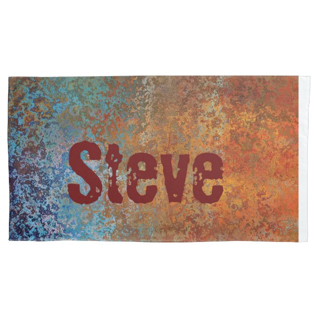 Rusty, Verdigris, Grunge Steampunk Personalized Pillow Case (Front)