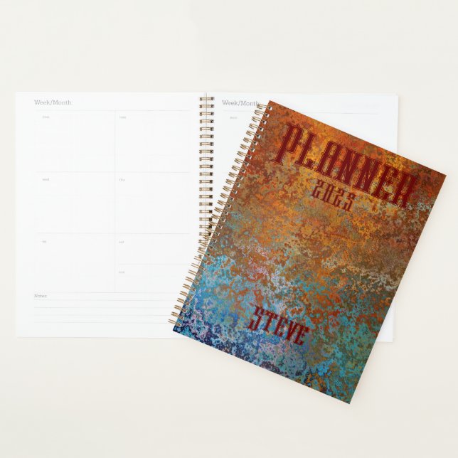 Rusty, Verdigris, Grunge Steampunk Personalized Planner (Display)