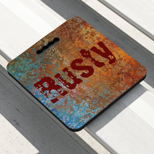 Rusty, Verdigris, Grunge Steampunk Personalized  Seat Cushion (In Situ)