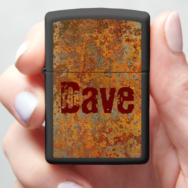 Rusty, Verdigris, Grunge Steampunk Personalized  Zippo Lighter (In Hand)