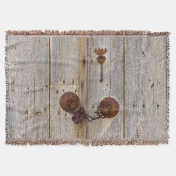 Rusty Vintage Old Iron Padlock On A Wooden Door . Throw Blanket by Kathom_Photo at Zazzle