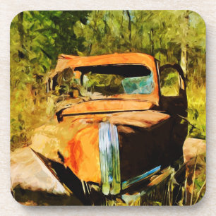 Rusty Vintage Pick Up Truck Abstract Drink Coaster