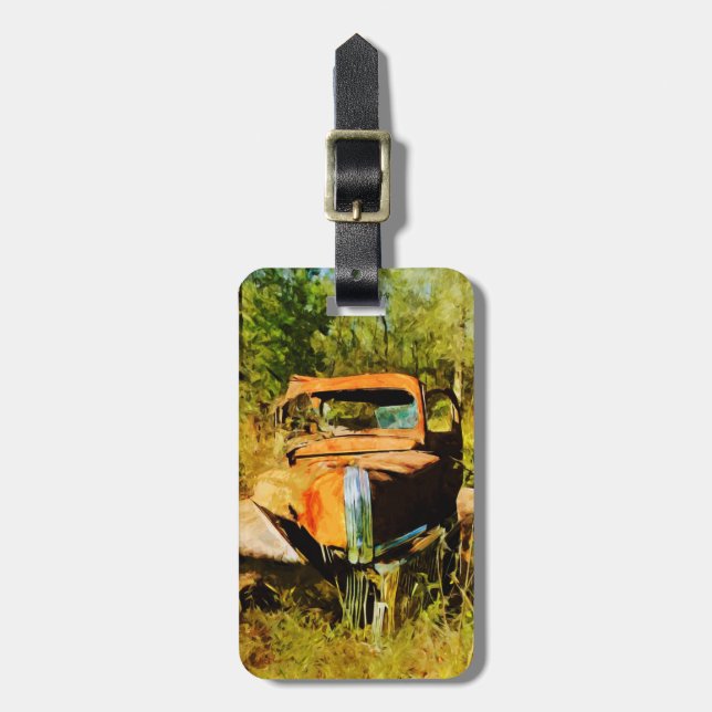 Rusty Vintage Pick Up Truck Abstract Luggage Tag (Front Vertical)