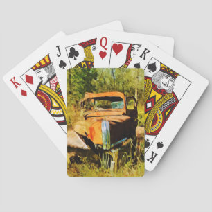 Rusty Vintage Pick Up Truck Abstract Poker Cards
