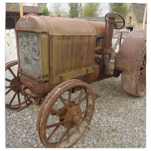 Rusty vintage tractor napkin